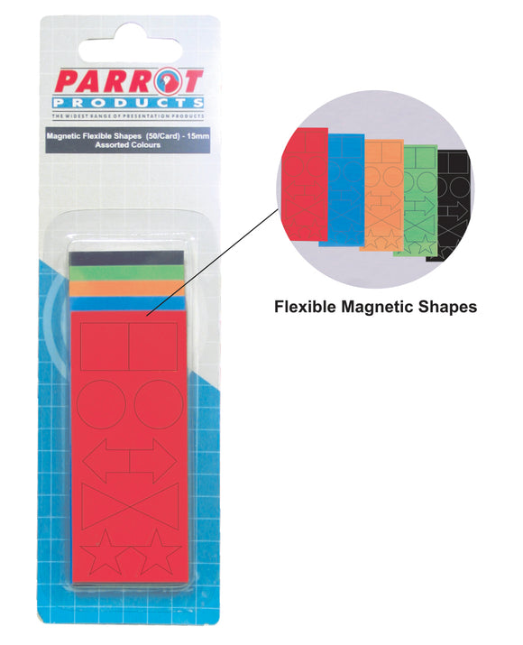 Magnetic Flexible Shapes 15mm 50 Pack Assorted