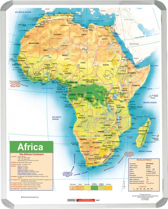 Map Africa General Educational 1500x 1200mm