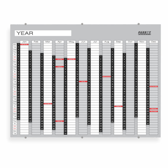 Year Planner Glass Non-Magnetic 1200 x 900mm