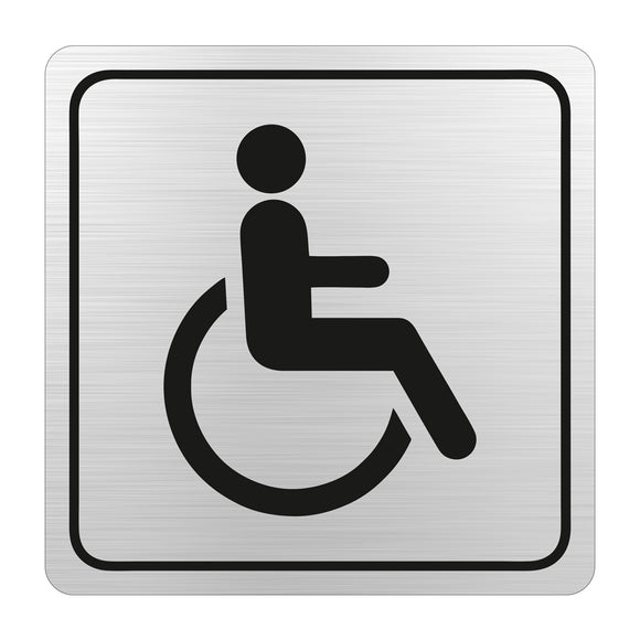 Sign Symbolic 150 x 150mm Black Printed Disabled Toilet Sign On Brushed Aluminum Acp