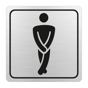 Sign Symbolic 150 x 150mm Black Printed Gents Toilet Sign On Brushed Aluminum Acp