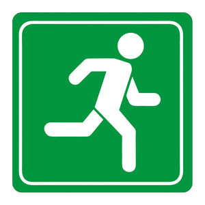 Sign Symbolic 150 x 150mm Green Running Man Sign On White Acp