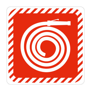 Sign Symbolic 150 x 150mm Red Fire Hose Reel On White Acp