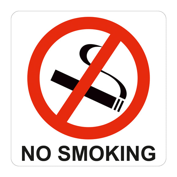 Sign Symbolic 150 x 150mm Red No Smoking Sign On White Acp