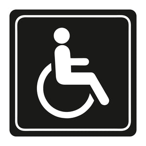 Sign Symbolic 150 x 150mm White Printed Disabled Toilet Sign On Black Acp