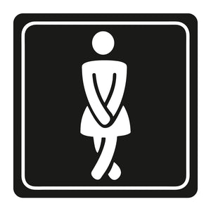 Sign Symbolic 150 x 150mm White Printed Ladies Toilet Sign On Black Acp