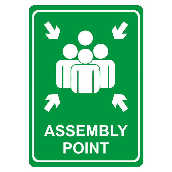 Sign Symbolic 297 x 210mm Assembly Point Green On White Acp
