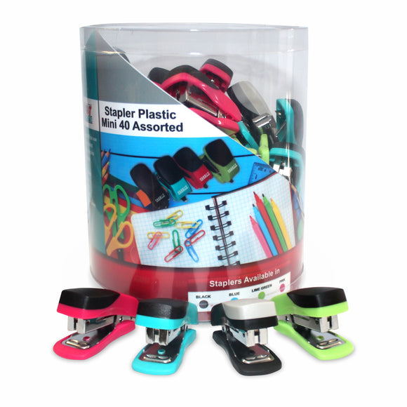 Plastic Stapper Stapler Plastic Mini 40 Assorted – The Whiteboard Shop