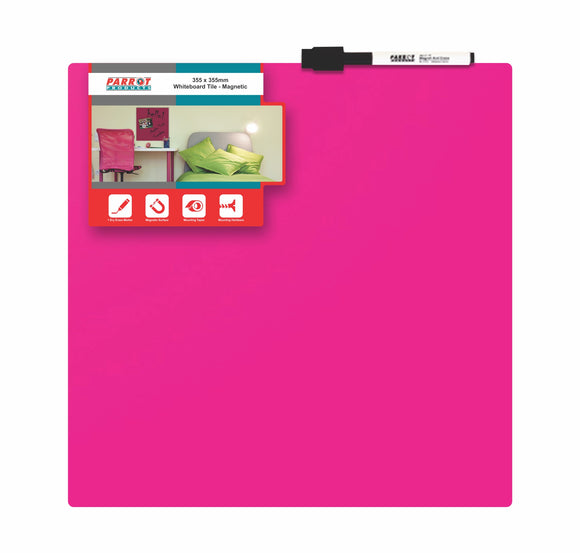 Whiteboard Tile Magnetic 355x 355mm Pink